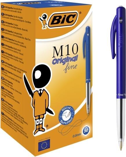 Produktbild Bic Kuglepen Clic blå Fine M10 51600 - (50 stk.) (Blau, 50 x)