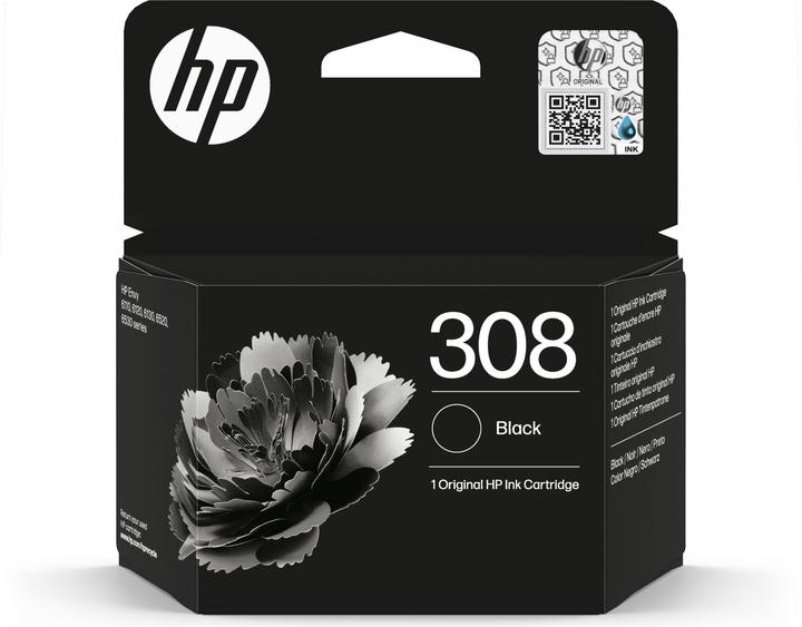 Actual product image HP 308 Black Original Ink Cartridge