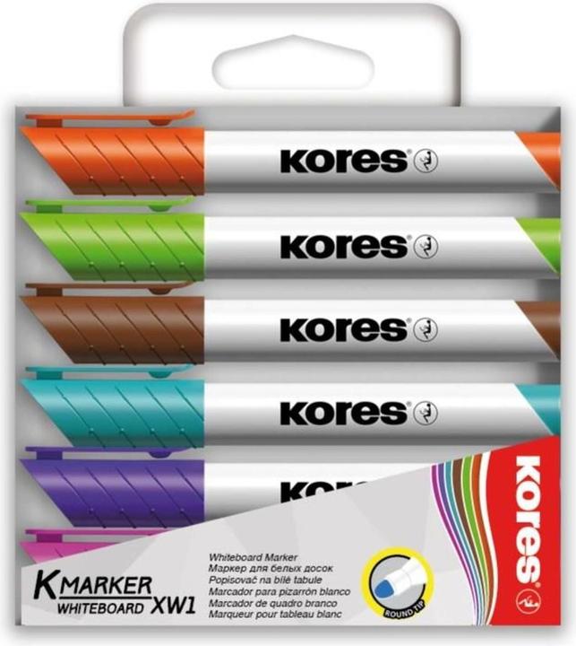 Immagine prodotto Kores K-Marker Lavagna bianca (Arancia, Viola, Pink, Verde chiaro, Turchese, Marrone, 3 mm, 6 x)