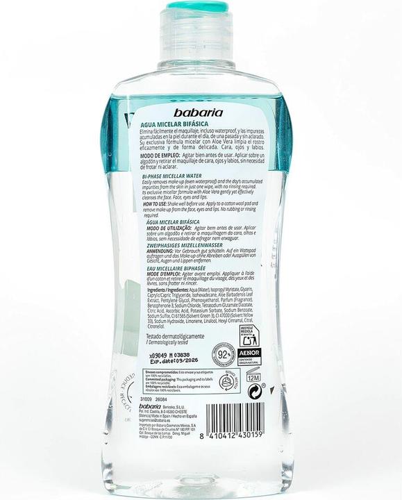 Image du produit Babaria A Micelar Bifasica 400ml (Chiffons de nettoyage, 400 ml)