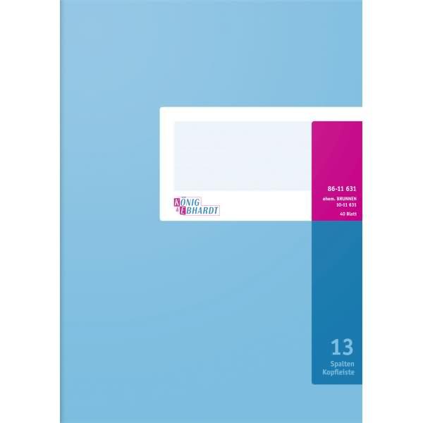 Produktbild König & Ebhardt Spaltenbuch DIN A4, 13 Spalten, 40 Blatt Kartonheft, mit Kopfleiste (8611631)