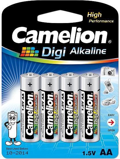 Immagine prodotto Camelion 11210406 - Batterie alcaline Digi AA / LR6 da 1,5 Volt, 4 pezzi, capacità 2700 mAh, idea (4 pz., AA, 2700 mAh)