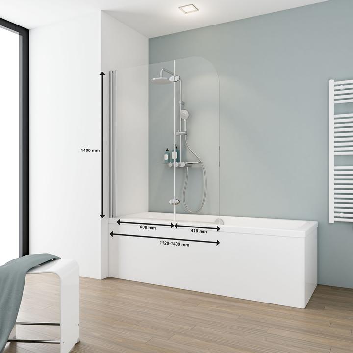 Actual product image Schulte Comfort folding bath screen D3353 Real glass clear light chrome look