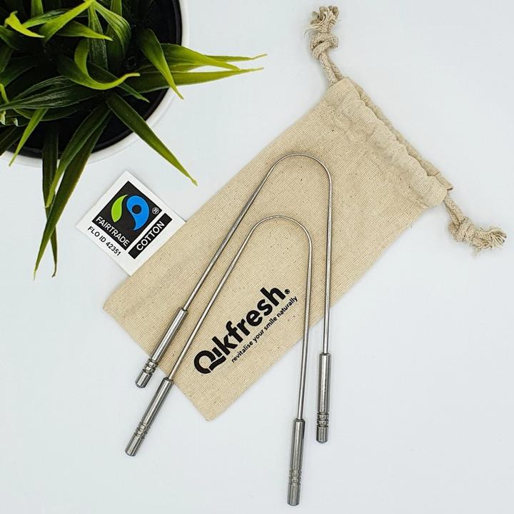 Image du produit Qikfresh Cure-langue avec sac en coton (Racleur de langue, 2 x)