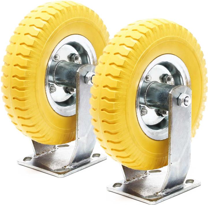 Produktbild Wiltec Bockrollen Set 2x 225x58mm Transportrolle pannensicher gelb Vollmaterial