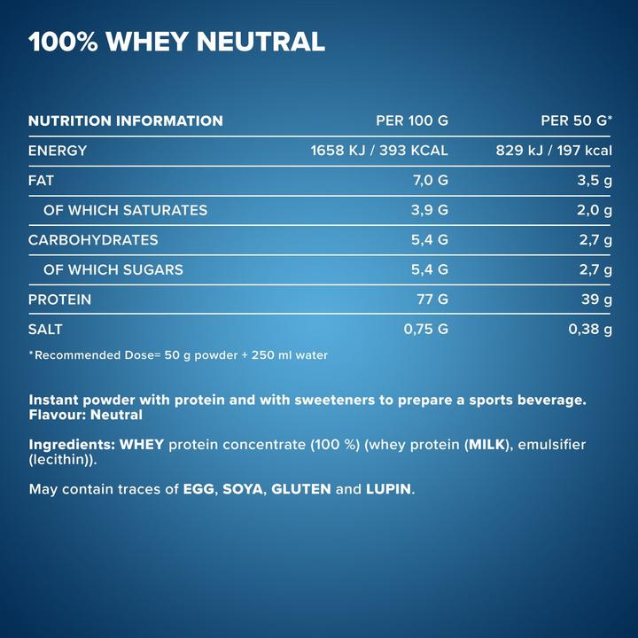 Nährwerte und Zutaten IronMaxx 100% Whey Protein (500g Beutel) (Neutral, 1 Stk., 500 g)