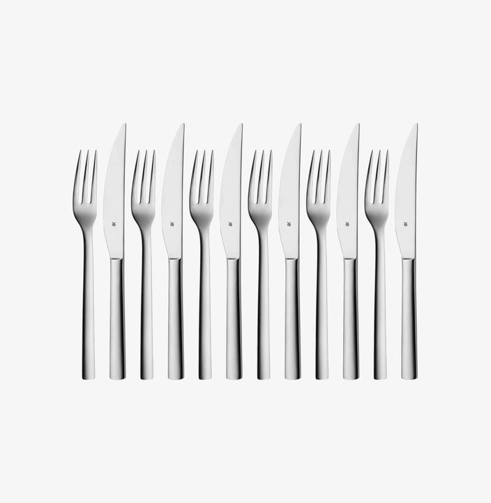 Produktbild WMF Steakbesteck Set Steakmesser 6 Personen Nuova 12tlg Spezialklingenstahl Edelstahl (12 Stück, Besteck Set)