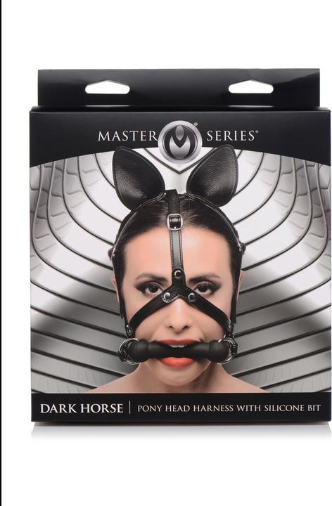 Actual product image Master Series Dark Horse Pony Head Harness with Silicone Bit