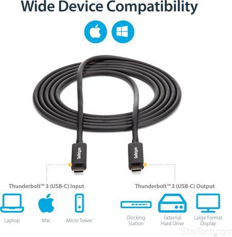 Produktbild StarTech 2M THUNDERBOLT 3 40GBPS CABLE (2 m, USB 3.2)