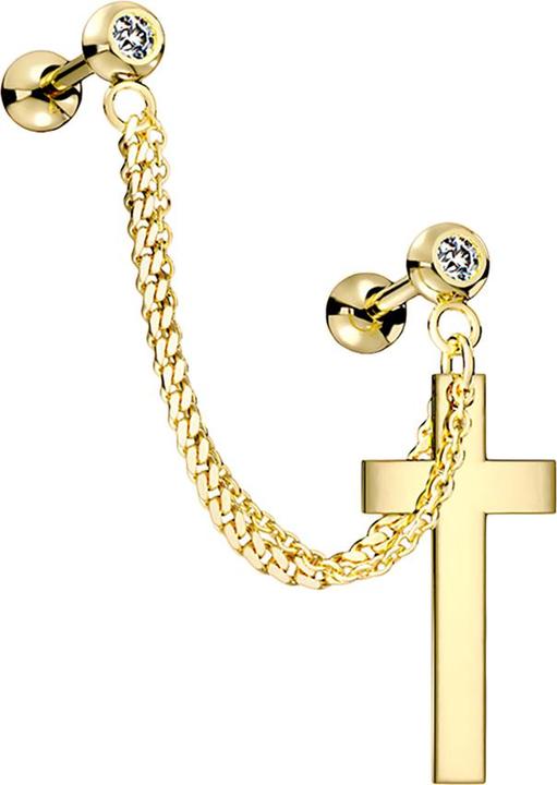Star Piercing Micro Barbell vergoldet Anhänger Kette und Kreuz (Chirurgenstahl 316L, Messing)