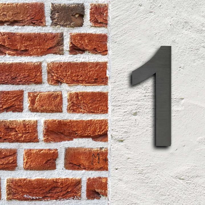 Produktbild Wiltec Hausnummer 1 Edelstahl Hausnummer modern 3D-Design rostfrei