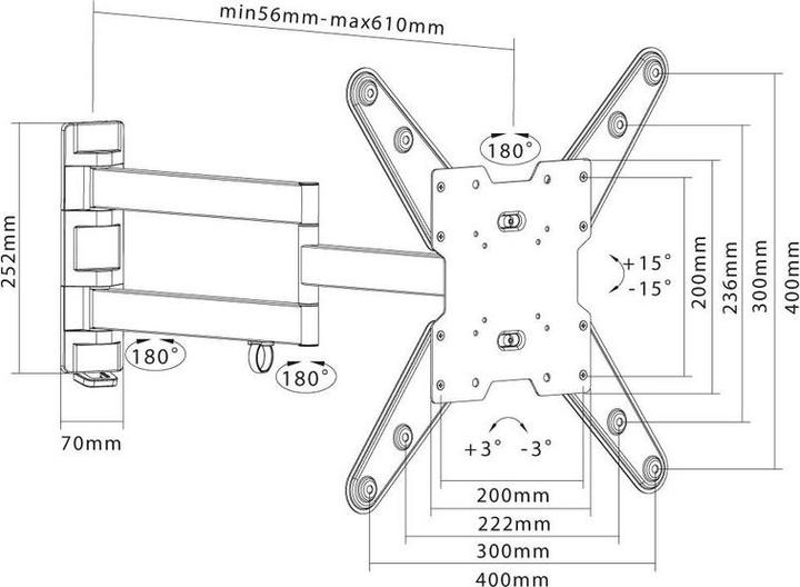 Produktbild Xantron PRO-FM400 (Wand, 55", 35 kg)
