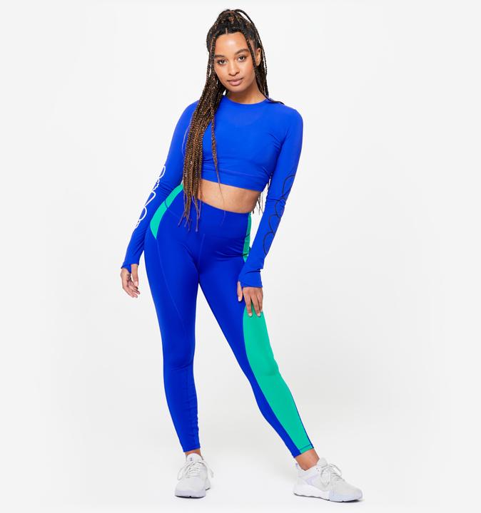 Immagine prodotto Domyos Crop top da donna con maniche lunghe - stampa blu (XS)