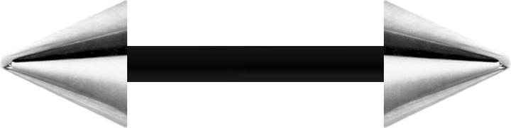 Produktbild Star Piercing Barbell schwarz mit zwei Cones silber (Chirurgenstahl 316L, Bioflex, ohne Messing)