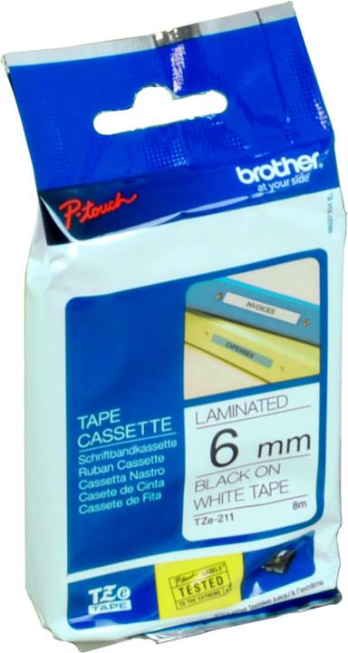 Actual product image Brother TZe-211 (0.60 cm, Black, White)
