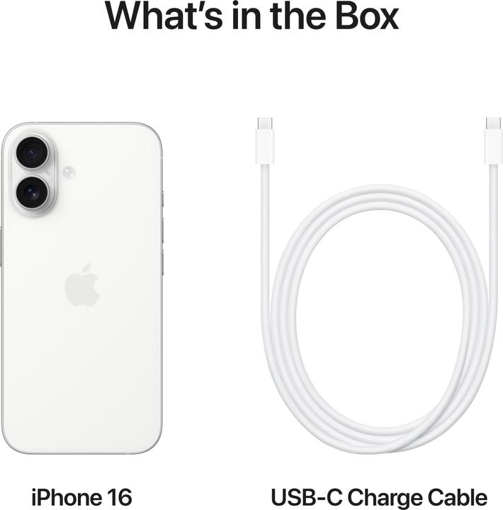 Productafbeelding Apple iPhone 16 (256 GB, Wit, 6.10", SIM + eSIM, 48 Mpx, 5G)