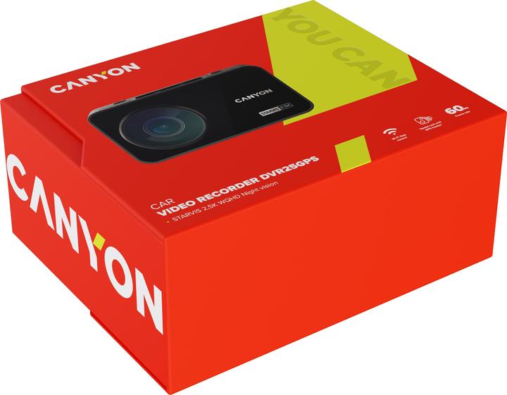 Produktbild Canyon DVR25GPS, 3.0&amp#039&amp#039 IPS (640x360), touch screen, WQHD 2.5K 2560x1440@60fps, NTK96670, 5 (GPS-Empfänger, Eingebaute Anzeige, WLAN, 2.5K)