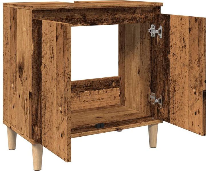 Image du produit VidaXL Waschbeckenunterschrank Unterschrank Badschrank Badmöbel Altholz-Optik (58 x 33 x 60 cm)