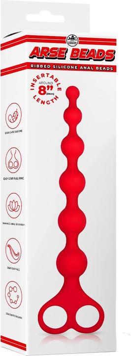 Produktbild NMC 8 inch ribbed silicone anal beads red