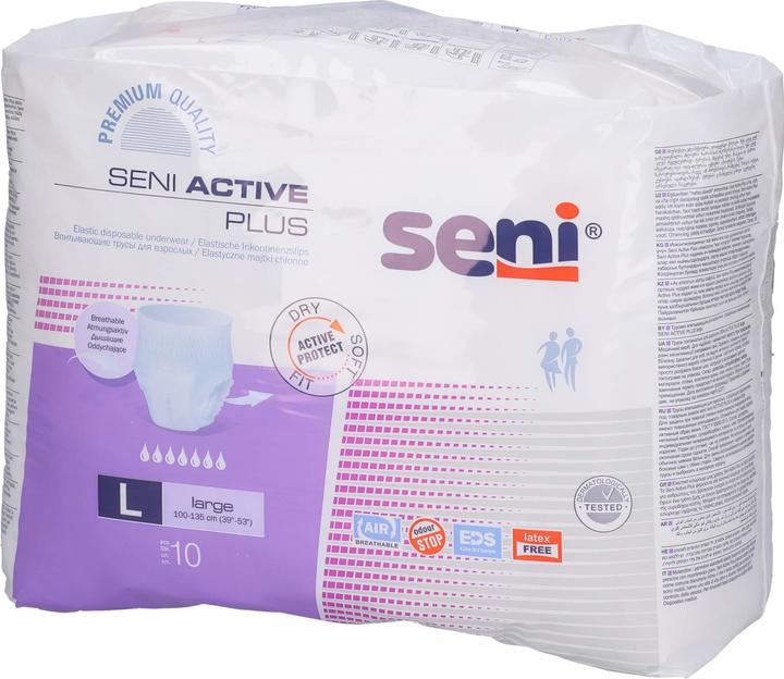 Produktbild Seni Active Plus Pants Einweghosen L atmungsaktiv Hüftumfang 100-135cm 7 Tropfen (10 x, Large)
