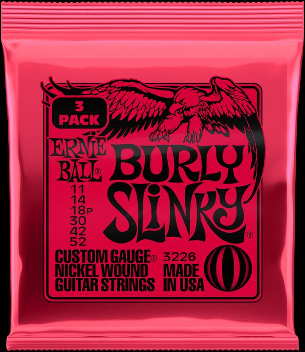 Ernie Ball Saitensatz, Slinky Nickel, Burly 11-52, 3er-Pack (6 x, E-Gitarre, 0.05")