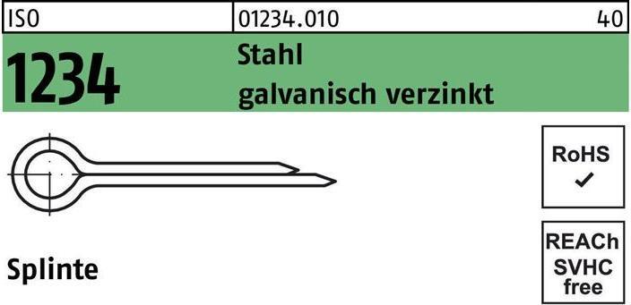 Actual product image Split pins ISO 1234 1,2 x 12 steel galvanised