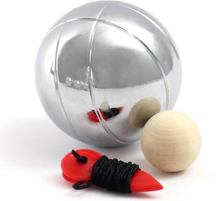 Immagine prodotto Toboli Set 6 palle da bocce in metallo con cricchetto e misuratore di distanza, bocce, gioco per tutta la (6 x, 73 mm)
