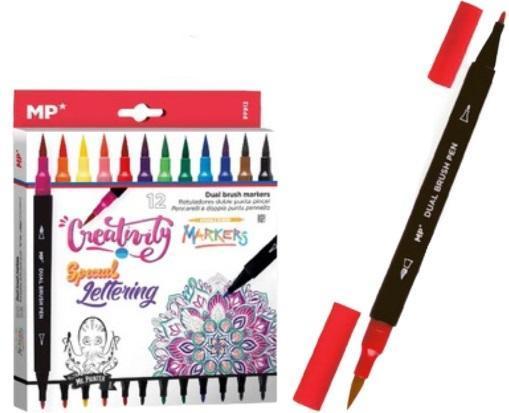 Teka Doppelseitige Pinselmarker, 12 Farben (Multicolore)
