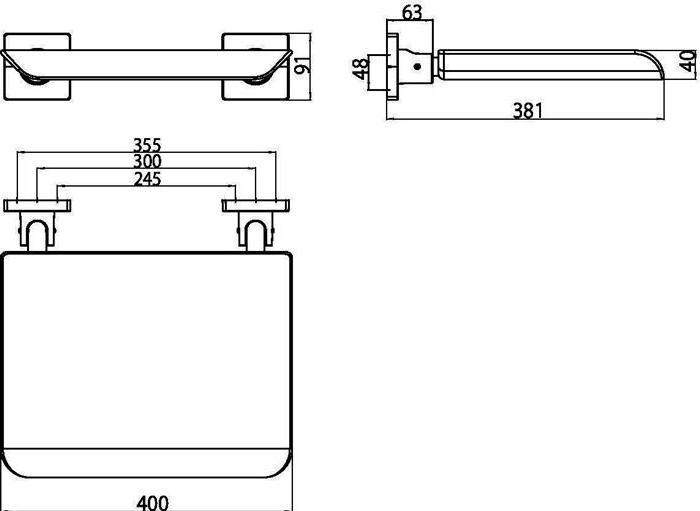 Produktbild Emco Wandklappsitz SYSTEM 2 m SiFl aus Polyethanschaum schwarz chrom