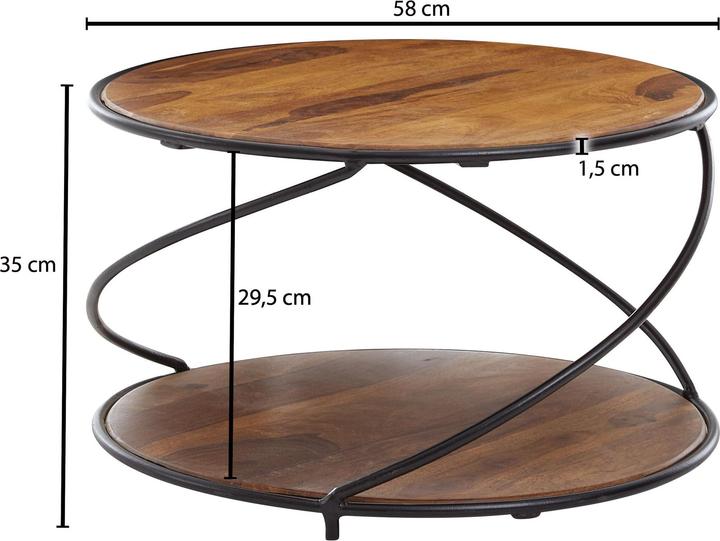 Produktbild FineBuy Couchtisch Sheesham Braun (58 x 58 x 35 cm)