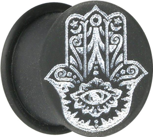 Star Piercing Flesh Plug schwarz Hamsa (ohne Messing, Silikon)