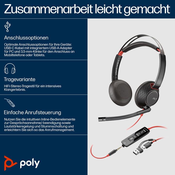 Image du produit Poly Blackwire 5220 USB-C (Filaire, USB-C)