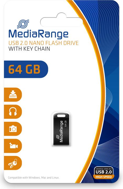 Image du produit MediaRange Lecteur flash USB Nano (64 Go, USB-A)
