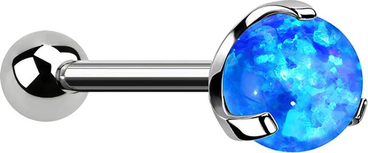 Actual product image Star Piercing Micro Threadless Barbell silber mit Kugel und Kugel Opal blau gefasst (without brass, Titanium G23)