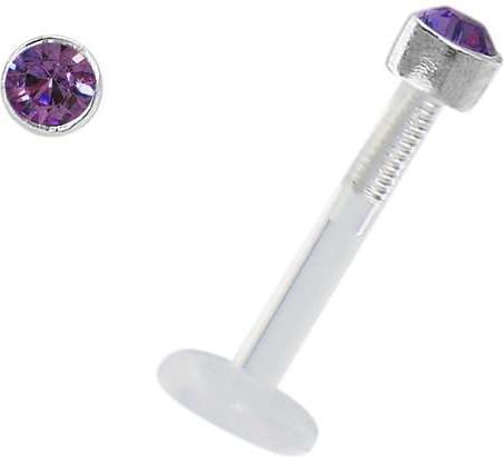 Bijouteria Piercing für Lippe/Tragus (Bioplast, Silber 925, Swarovski Kristall)