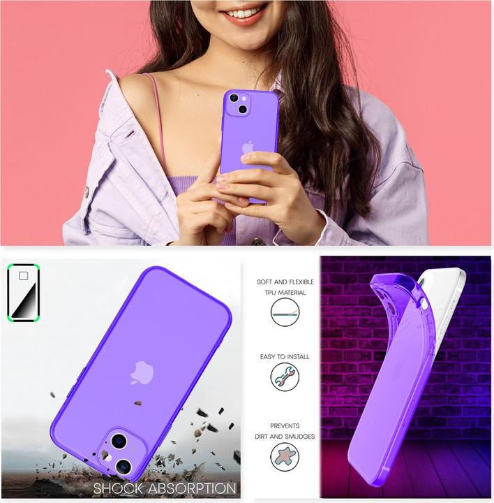 Produktbild Nalia Klar Transparente Neon Silikon Hülle (Apple iPhone 13 mini)