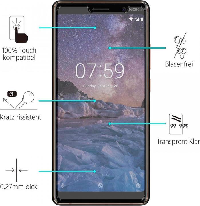 Productafbeelding Screenguard Nokia 7 Plus Beschermend Glas/Folie Hoesje Vriendelijk Ontwerp (1 Stuk, Nokia 7 Plus)