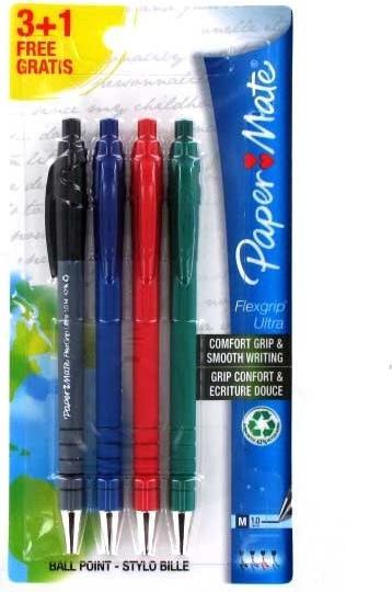 Produktbild Paper Mate Kugelschreiber Flexgrip Ultra RT M 3+1 S/B/R (Grün, Rot, Schwarz, Blau, 4 x)