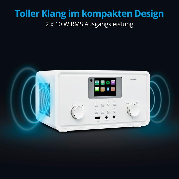 Produktbild Medion LIFE® P85027 STEREO INTERNETRADIO 7,1 cm (2,8") TFT-Display, 25.000+ Internetradiosender & zahlreic (DAB+, Internetradio, UKW, WLAN, Bluetooth)