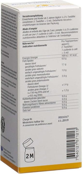 Nutritional values and ingredients Burgerstein omega3 (1 Piece, Liquid, 260 g)