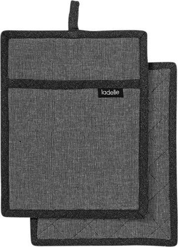 Ladelle Set of 2 recycled pot holders Eco anthracite 19 x 24 cm (Recycled cotton & polyester)
