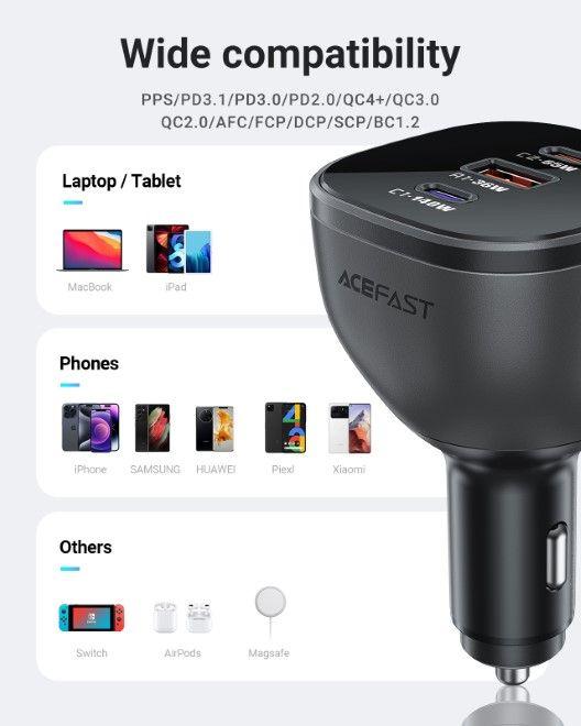 Produktbild Acefast B14 Car Charger Auto Ladegerät 165W