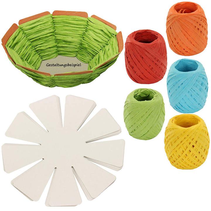 Produktbild trendmarkt24 DIY Osterkorb Bastelset 10 Osternester zum Flechten 5x Papierkordeln bunt Osternestchen (10 x)