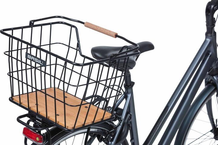 Actual product image Basil NORDLAND MIK 2.0 carrier basket, coarse mesh, black, bamboo base (23 l)