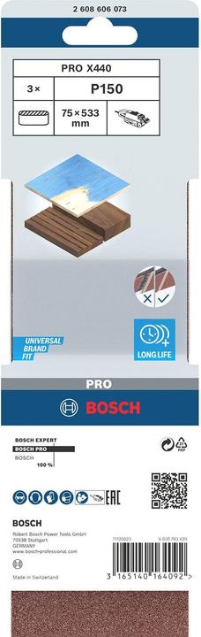 Produktbild Bosch Professional Zubehör PRO X440 Schleifband, 75 x 533 mm, G150 (150)