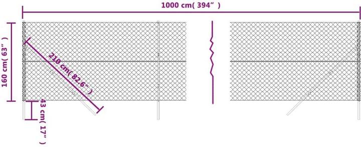 Produktbild VidaXL Maschendrahtzaun Grün 1,6x10 m, Farbe: Grün, Material