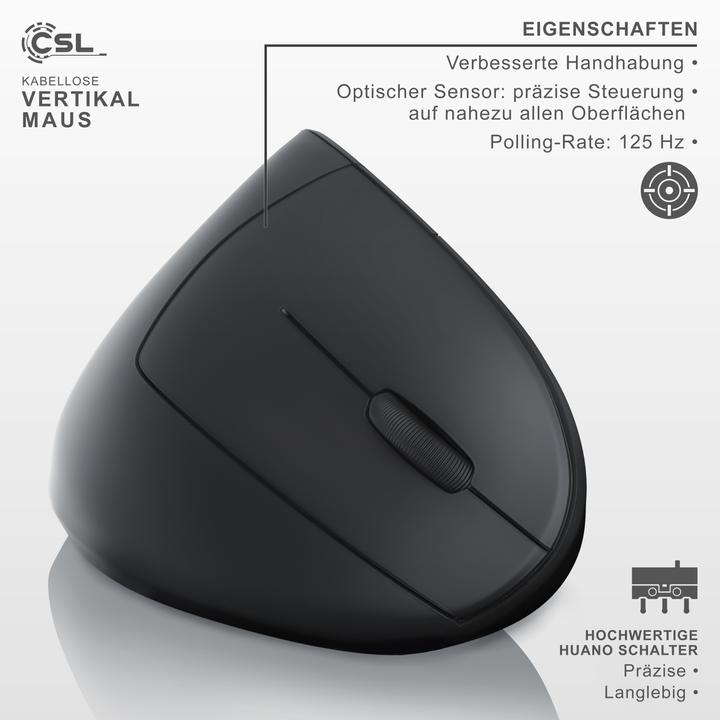 Actual product image CSL optical wireless radio mouse vertical - Bluetooth + 2.4 Ghz radio - vertical version (Wireless)