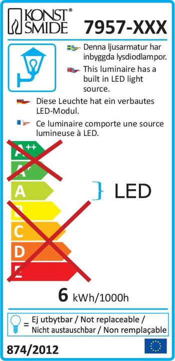 Energy Label Konstsmide LED Outdoor Wall Light 5W Warm (400 lm, IP54)