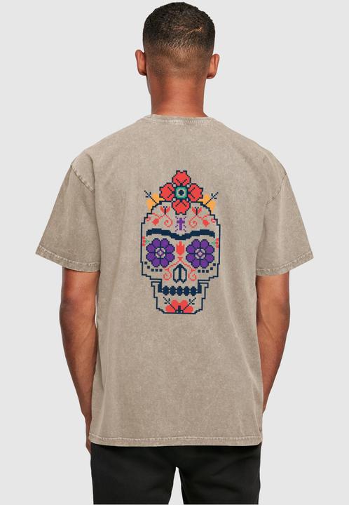 Actual product image Merchcode Frida Kahlo - Pixels viva la vida Acid Washed Heavy Oversize Tee - 118139 (S)