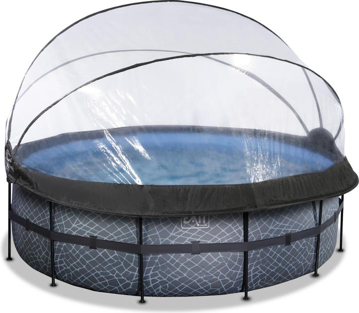 Exit Frame pool round 427x122 cm with sun roof and heat pump (427 x 122 cm)